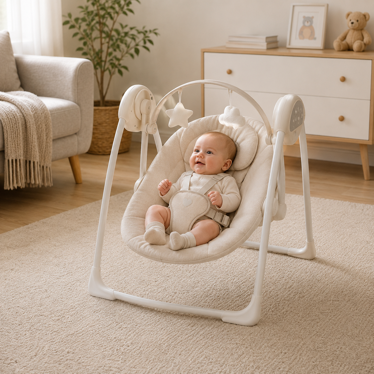 MASTELA ELECTRIC BABY SWING WITH SOOTHING MOTION - SKIN