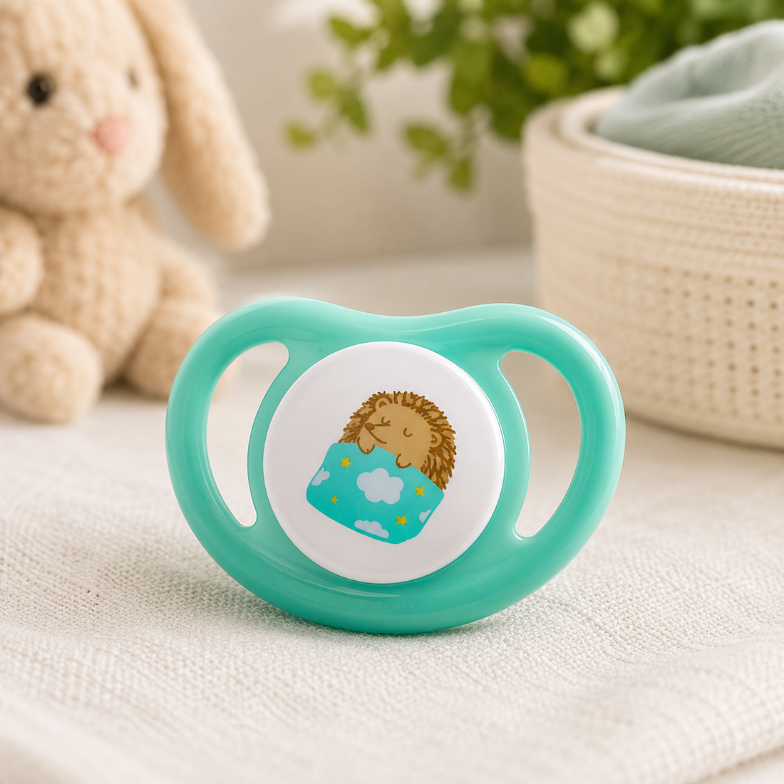 PIGEON BABY PACIFIER – HEDGEHOG MOTIF (6–18 MONTHS)