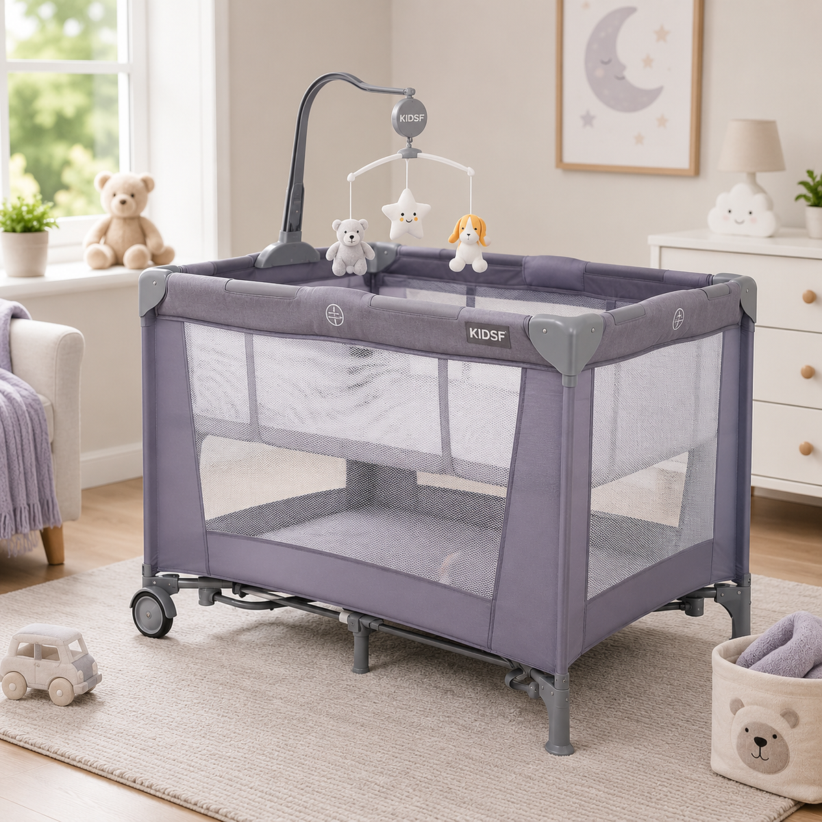 ALL-IN-ONE BABY PLAY YARD – GREY