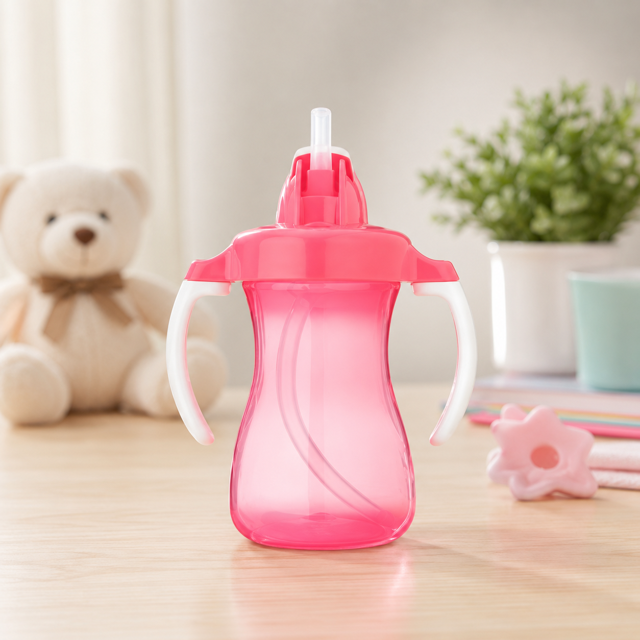 PIGEON PETITE TRAINING STRAW BOTTLE 150ML (PINK)