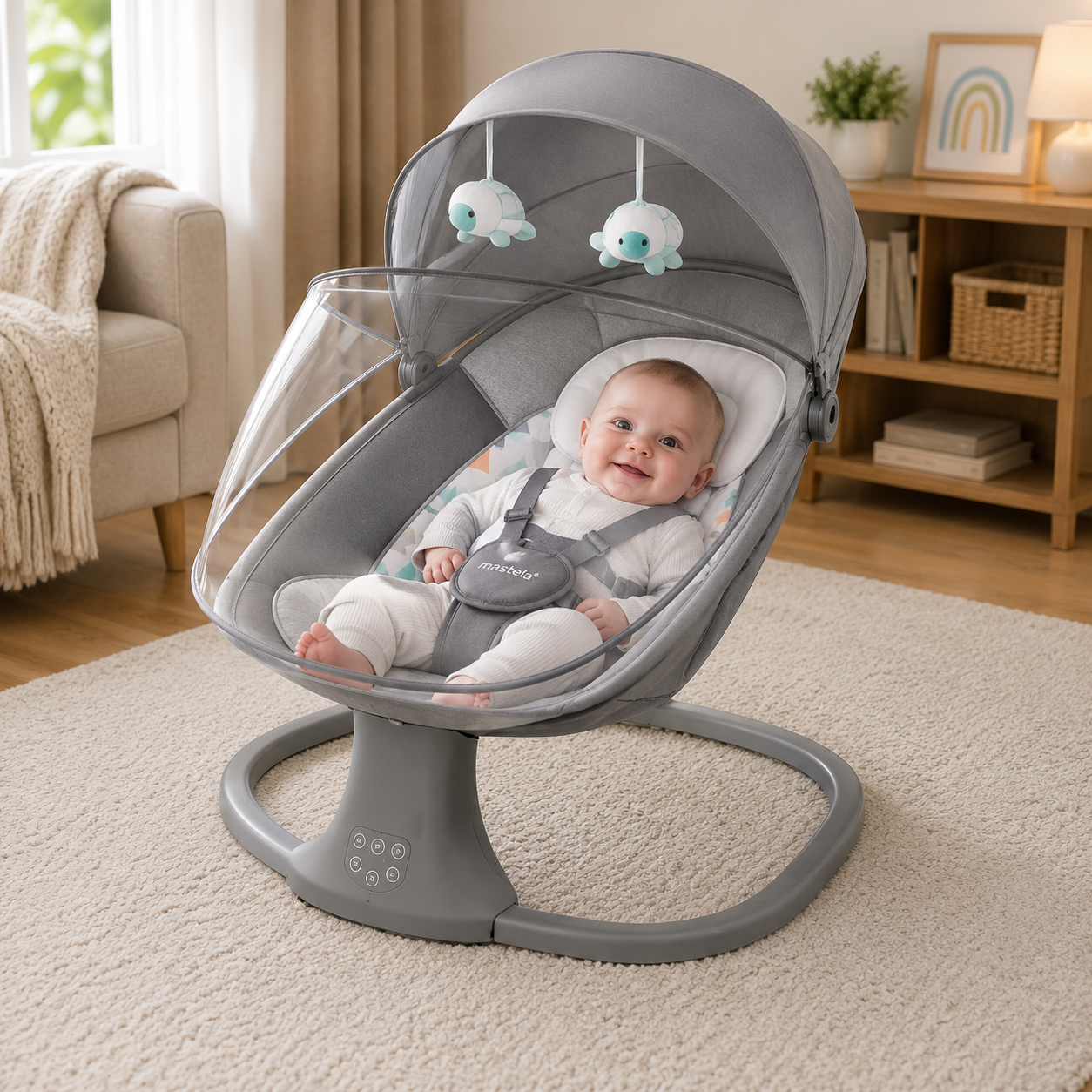 MASTELA ELECTRIC BABY ROCKER WITH MOSQUITO NET - WHITE