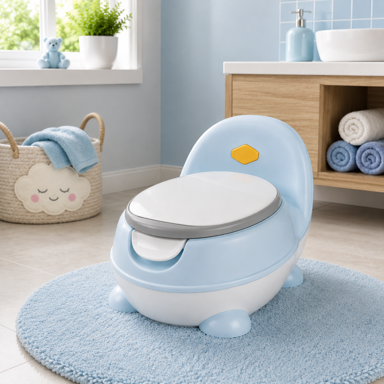 CUTE BABY POTTY TRAINING TOILET SEAT - LIGHT BLUE