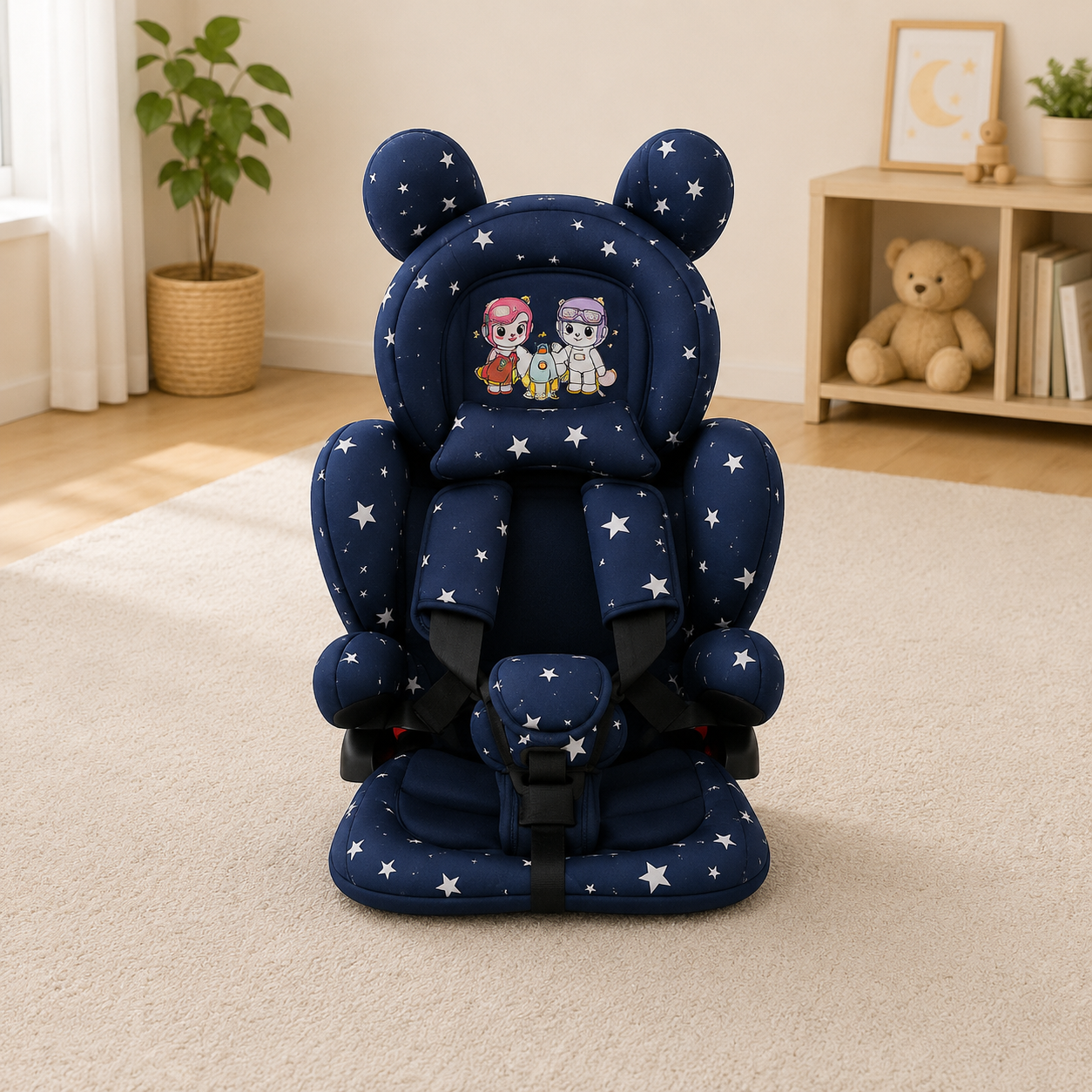 KIDS SAFETY BOOSTER CAR SEAT - NAVY BLUE