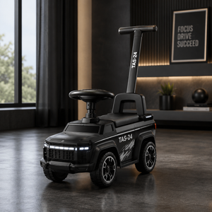 DELUXE KIDS RIDE-ON PUSH CAR WITH HANDLE - BLACK