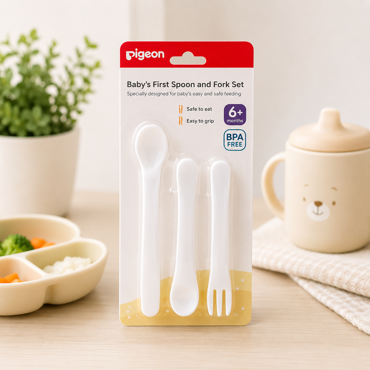 PIGEON BABY FIRST’S FEEDING SPOON & FORK SET