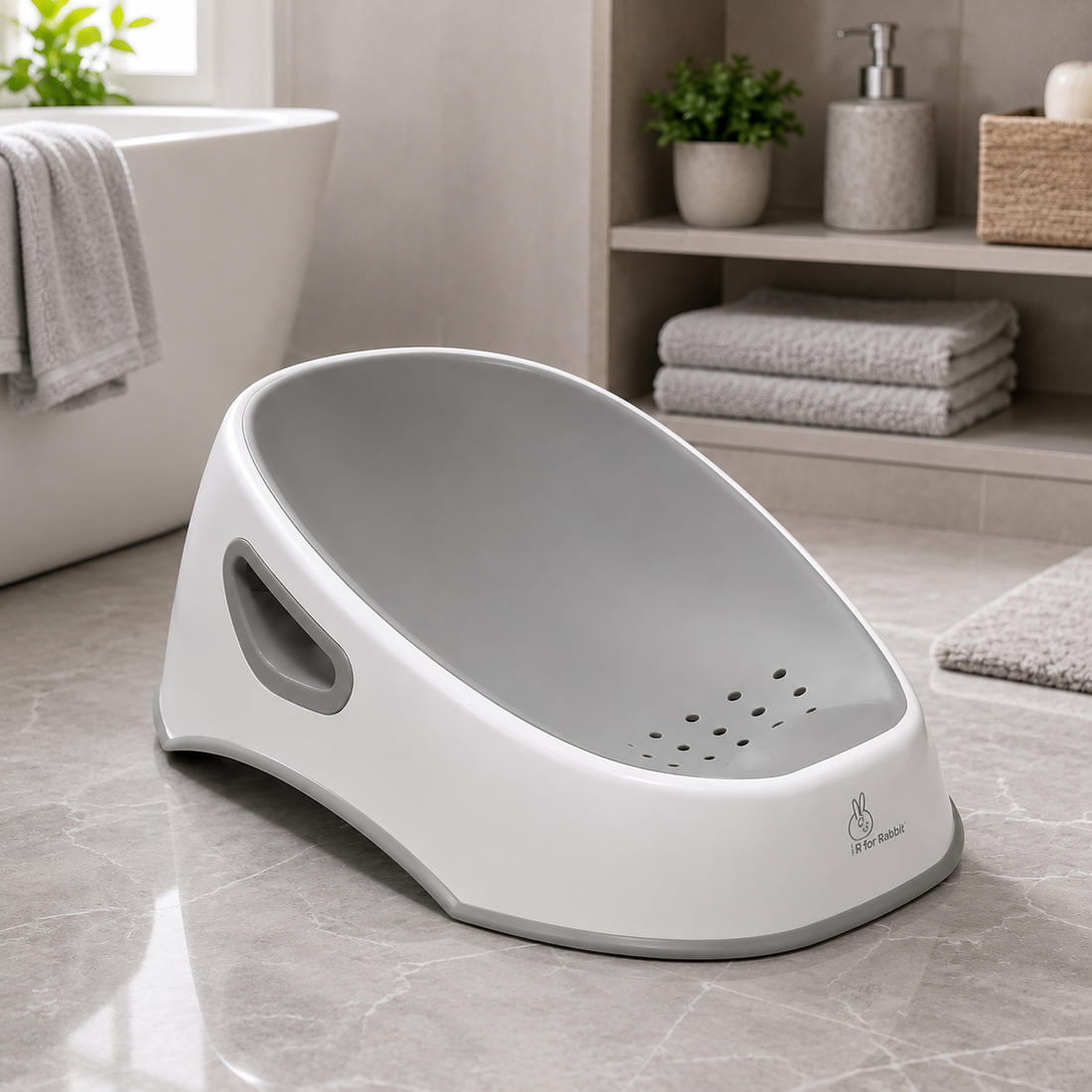 ERGONOMIC BABY BATH SUPPORT SEAT - GREY