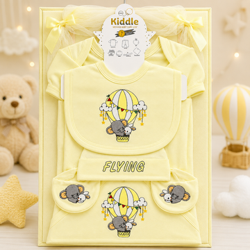KIDDLE NEWBORN BABY STARTER GIFT SET – HOT AIR BALLOON ELEPHANT DESIGN (YELLOW)