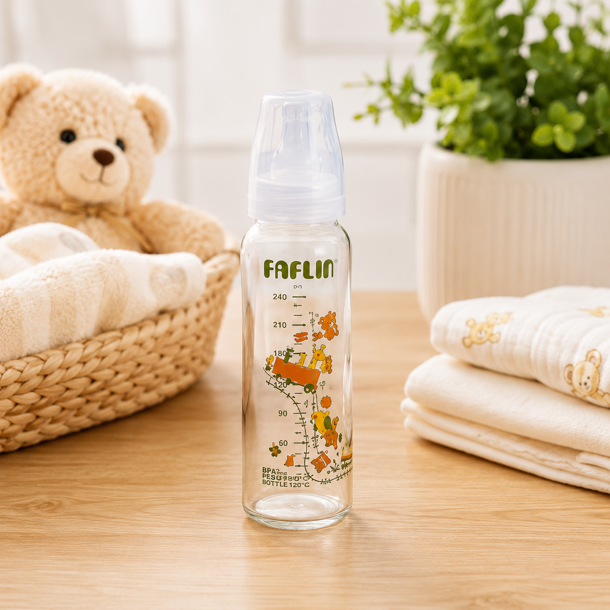 FARLIN GLASS FEEDING BOTTLE 8OZ (HEAT RESISTANT)
