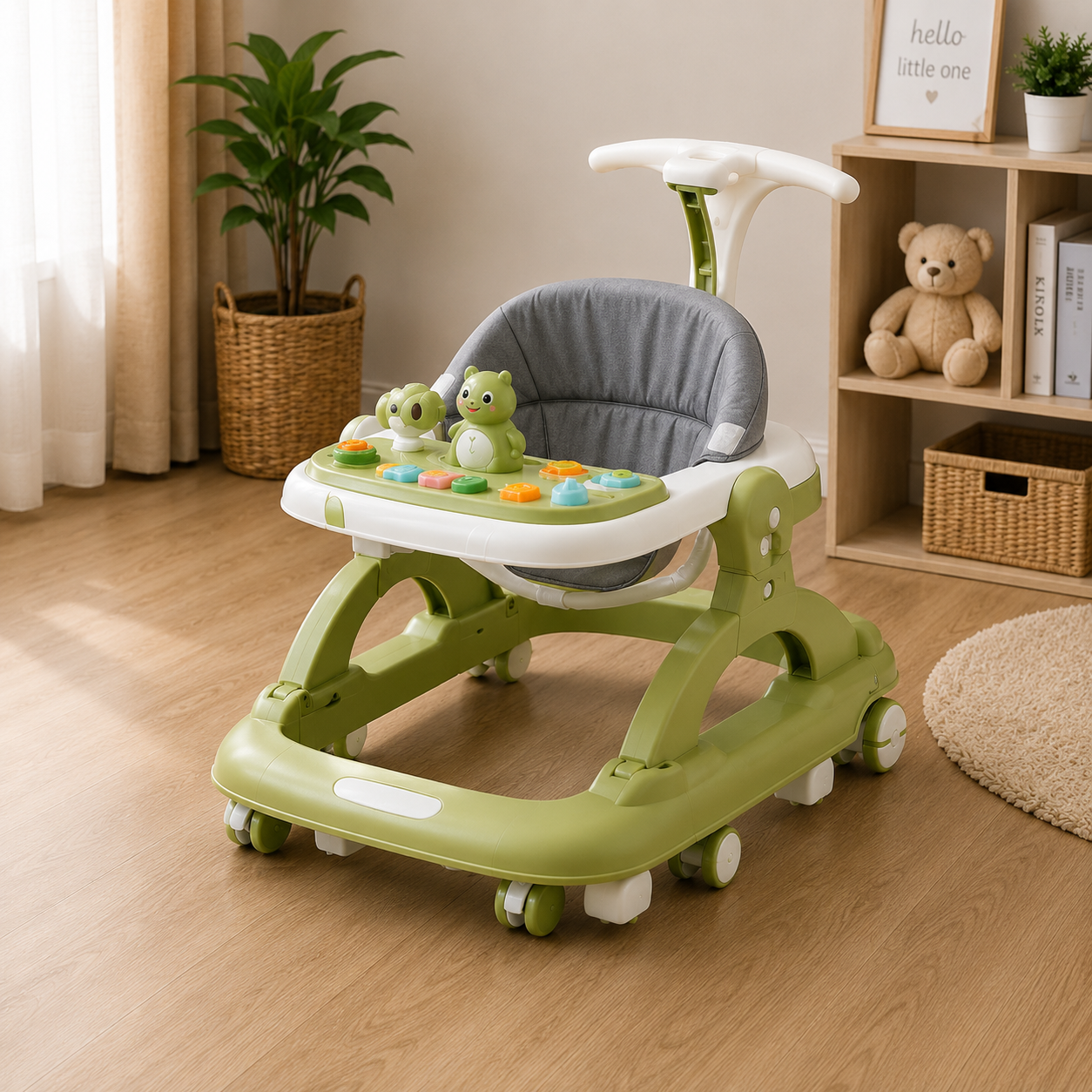 PREMIUM PUSH HANDLE BABY WALKER - GREEN