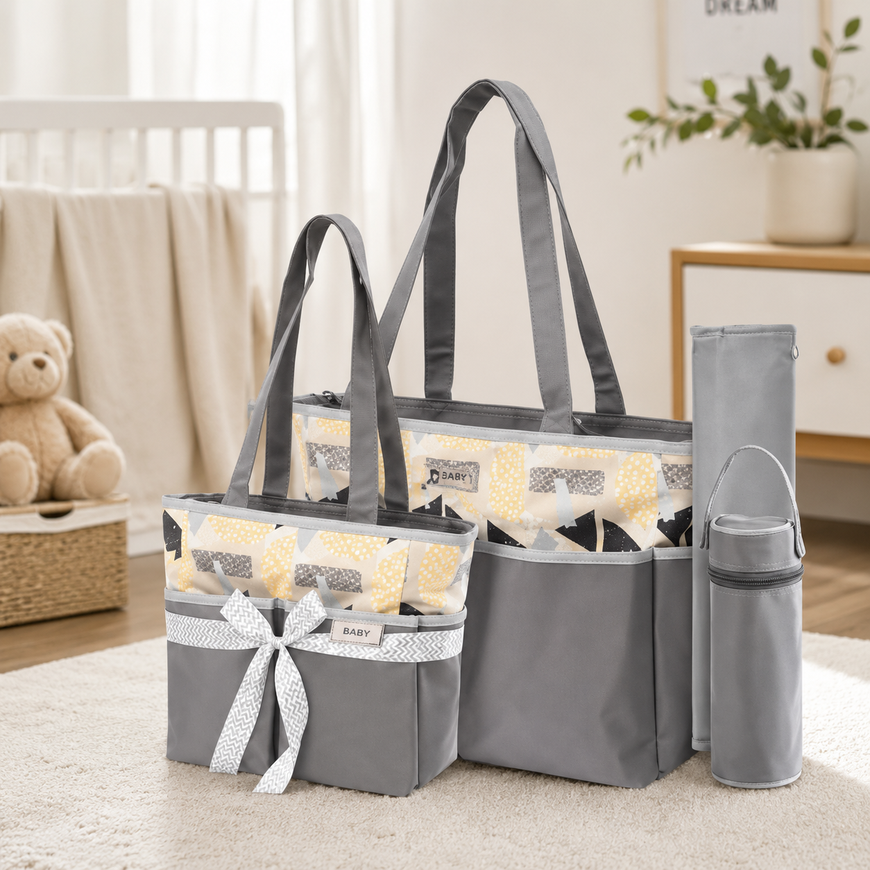 TINNIES DIAPER BAG – GREY EVERYDAY ESSENTIALS ORGANIZED
