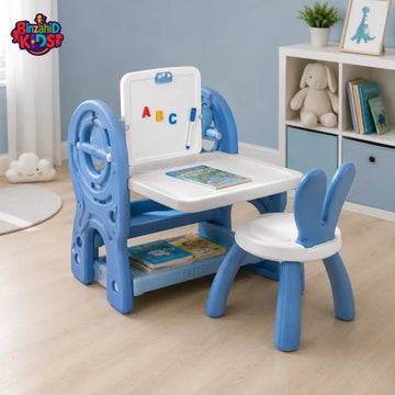 2 IN 1 KIDS STUDY TABLE AND CHAIR SET - BLUE