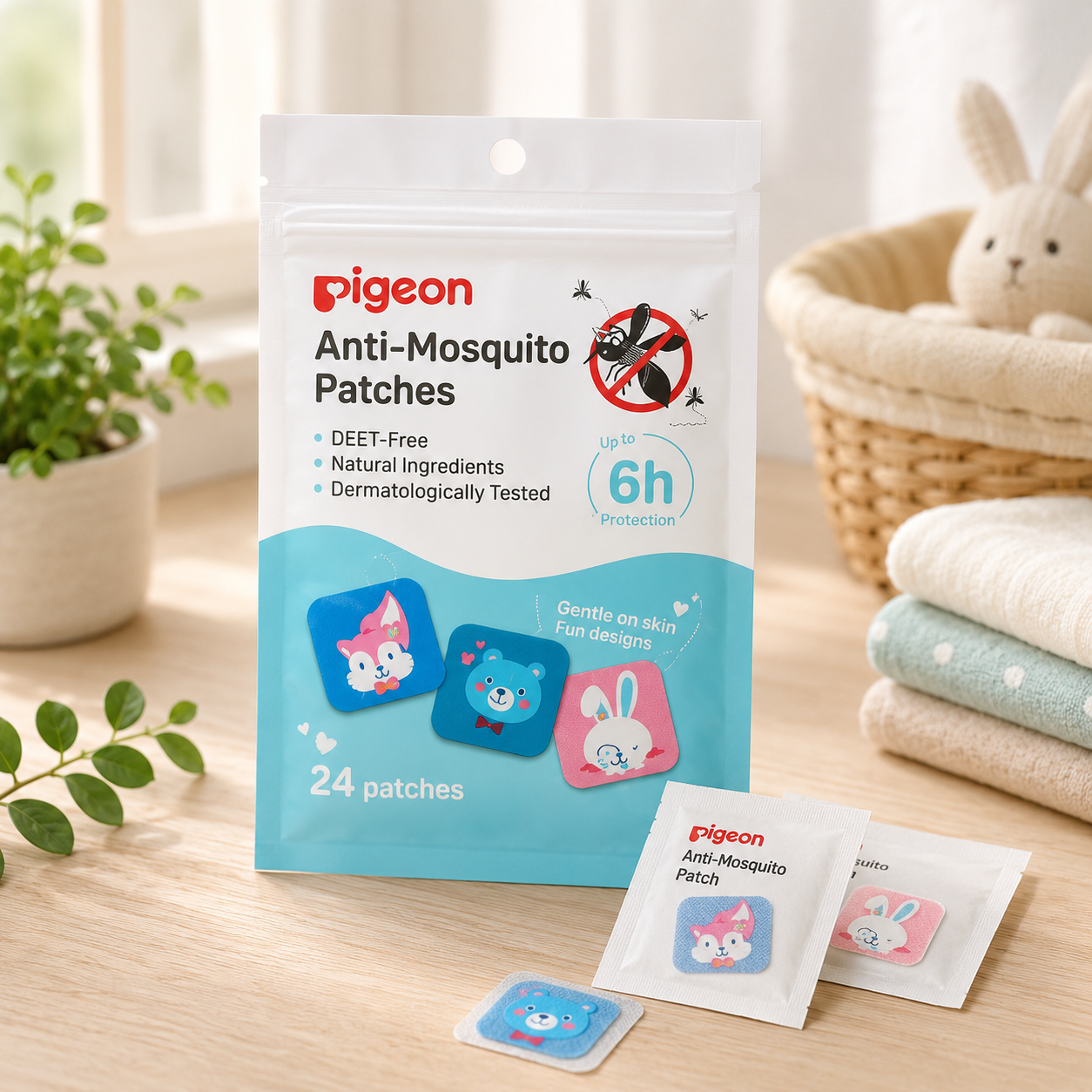 PIGEON DEET-FREE BABY MOSQUITO REPELLENT PATCHES (24 patches)