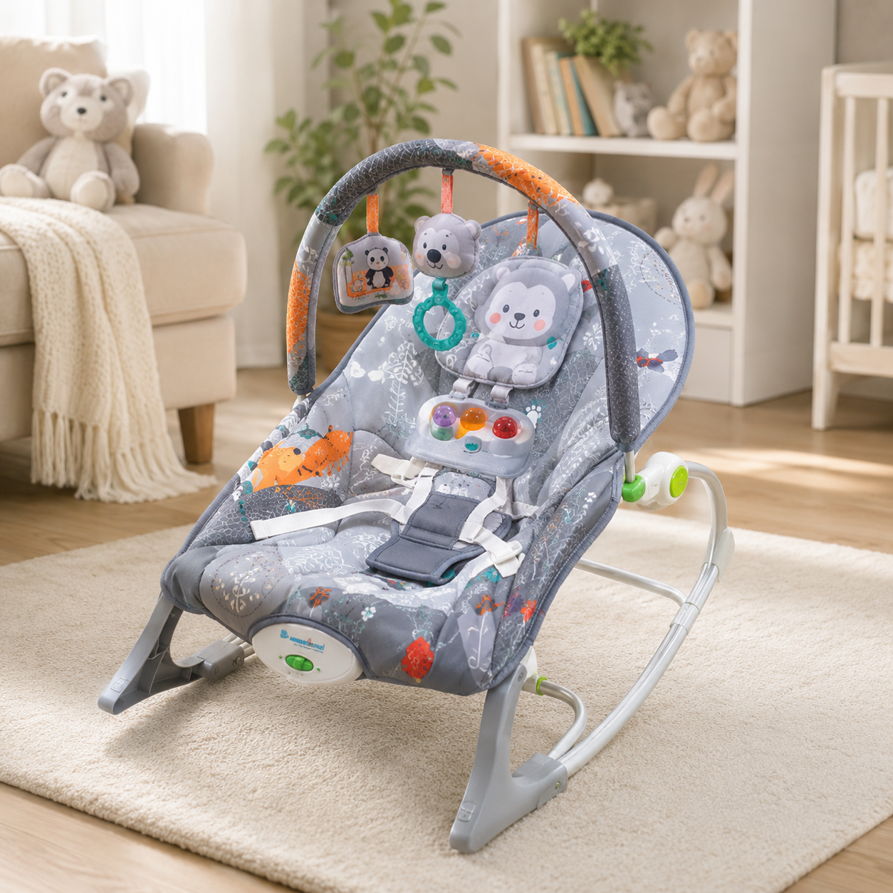 INFANTES MULTIFUNCTIONAL BABY ROCKER & BOUNCER SEAT - GREY