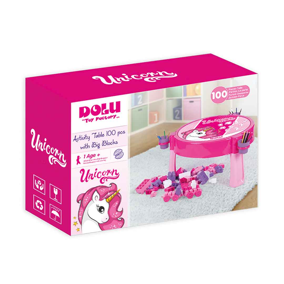DOLU UNICORN ACTIVITY TABLE 100PCS JUMBO BLOCKS