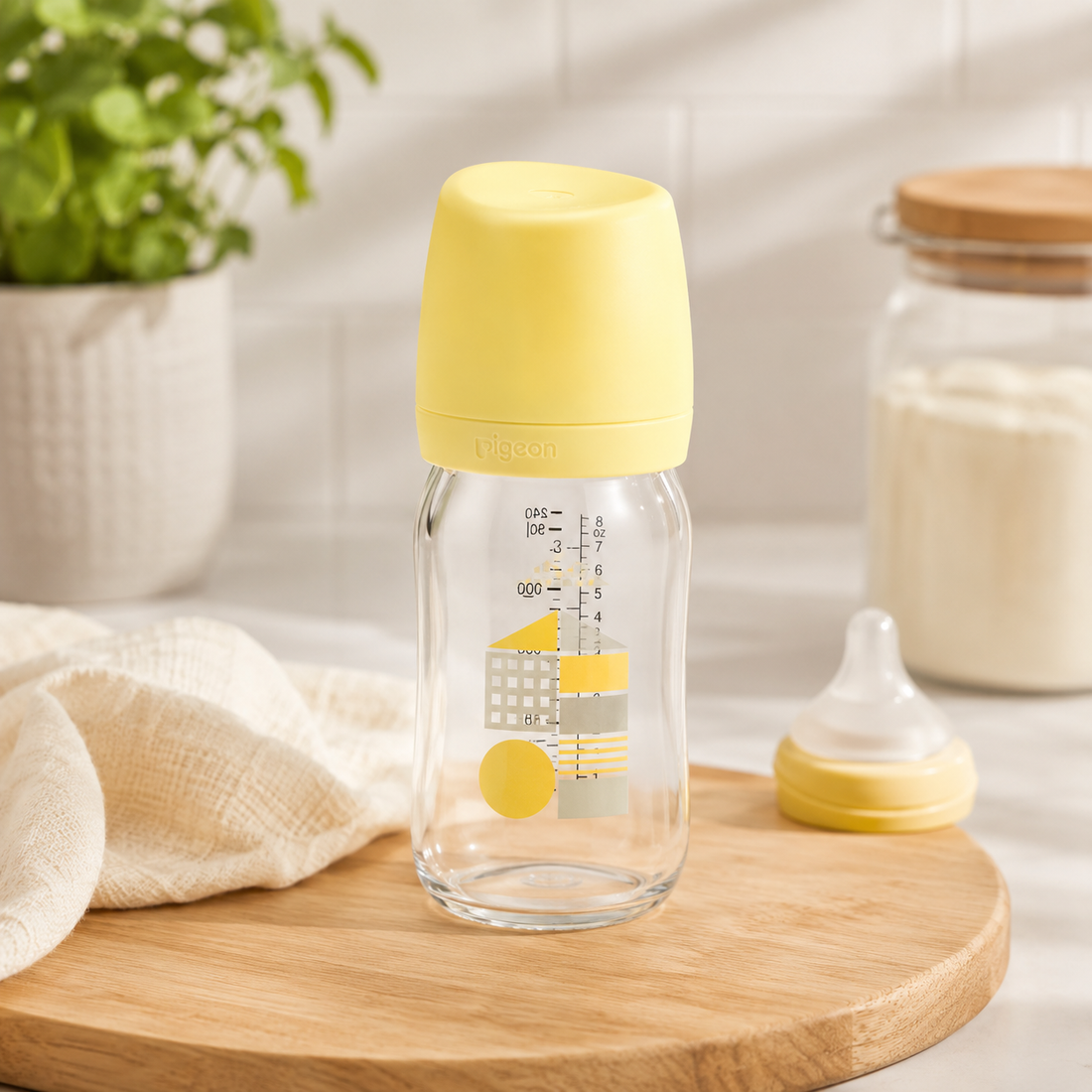 FARLIN WIDE NECK GLASS FEEDER 160ML - YELLOW