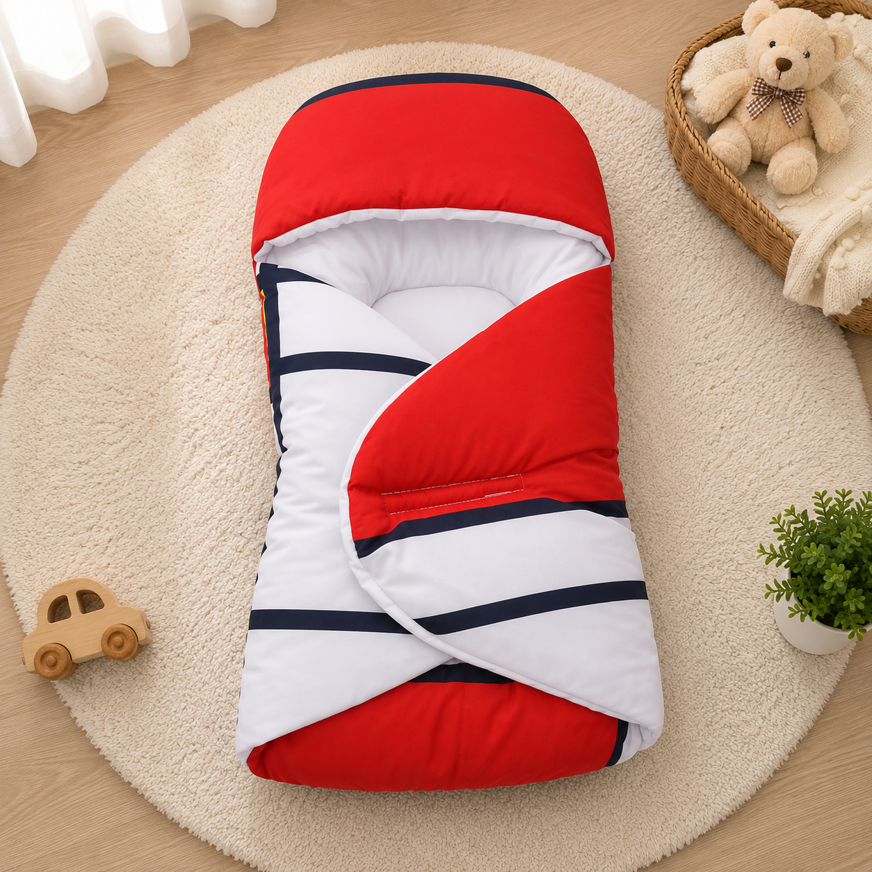 SOLID COTTON POLYESTER BABY CARRY NEST - RED