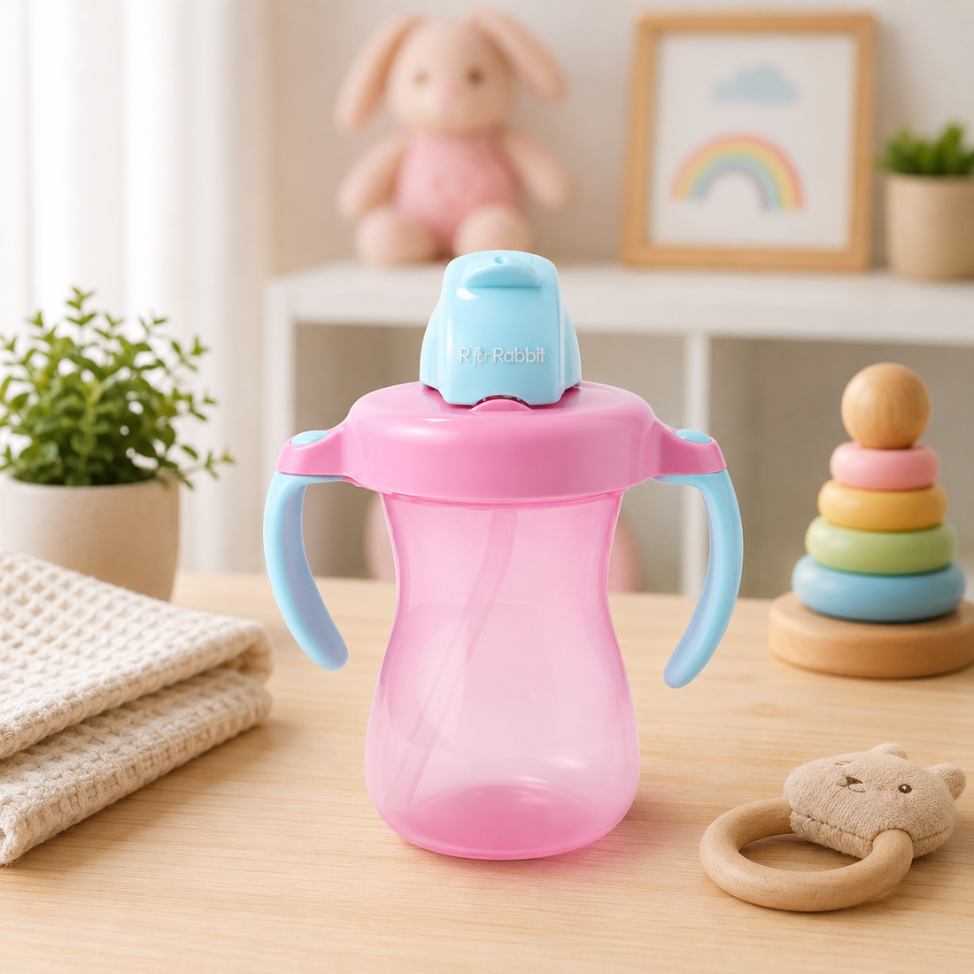 PIGEON PETITE STRAW BOTTLE 150ML (PINK)