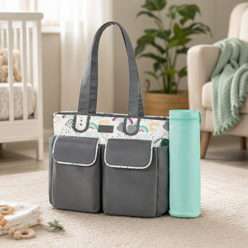 TINNIES COMPACT DIAPER BAG WITH CHANGING PAD – GREY