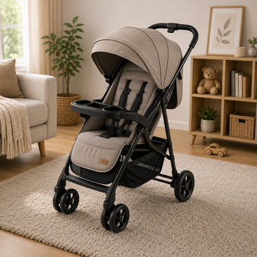 PREMIUM FOLDABLE BABY STROLLER - KHAKHI