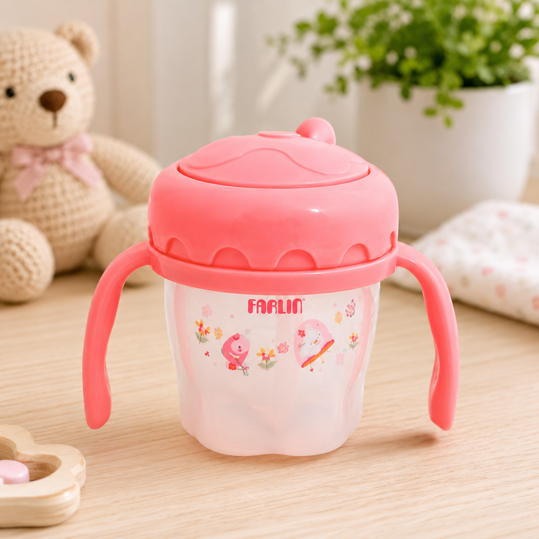 FARLIN DRINKING CUP STEP 3-STRAW 120ML-PINK