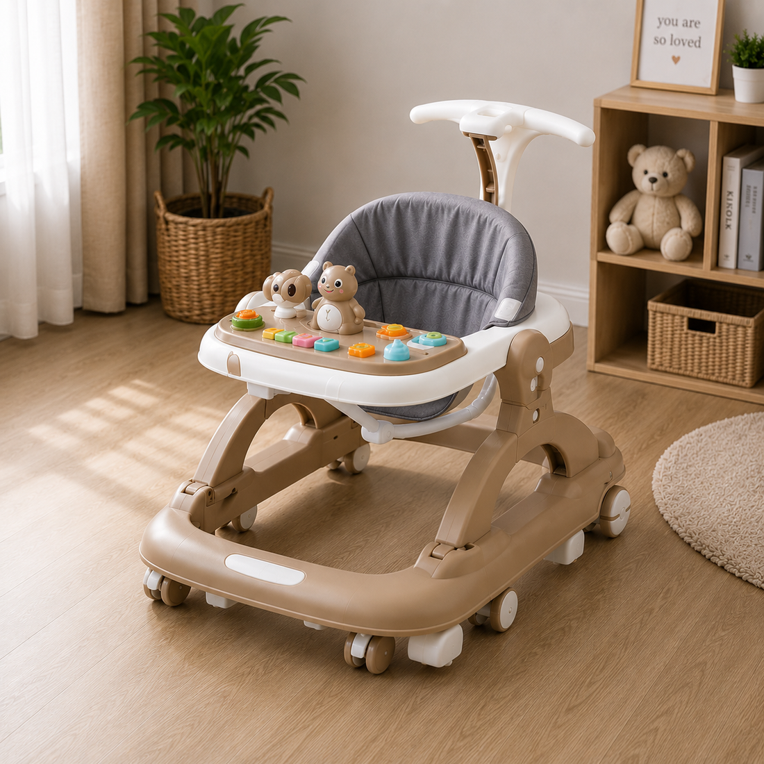 PREMIUM PUSH HANDLE BABY WALKER - BROWN