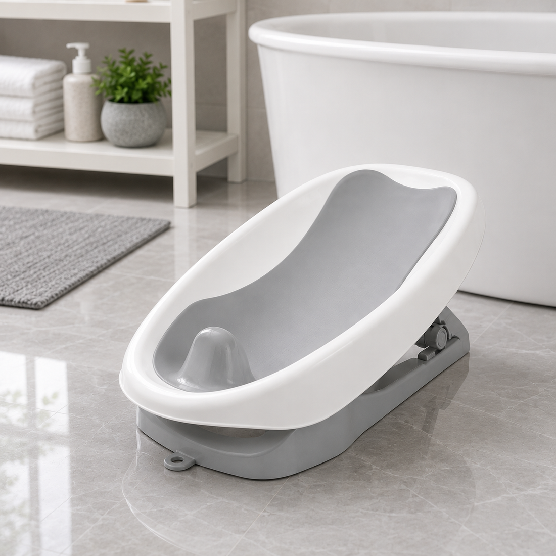 ANTI-SLIP BABY BATH TUB SUPPORT - GREY