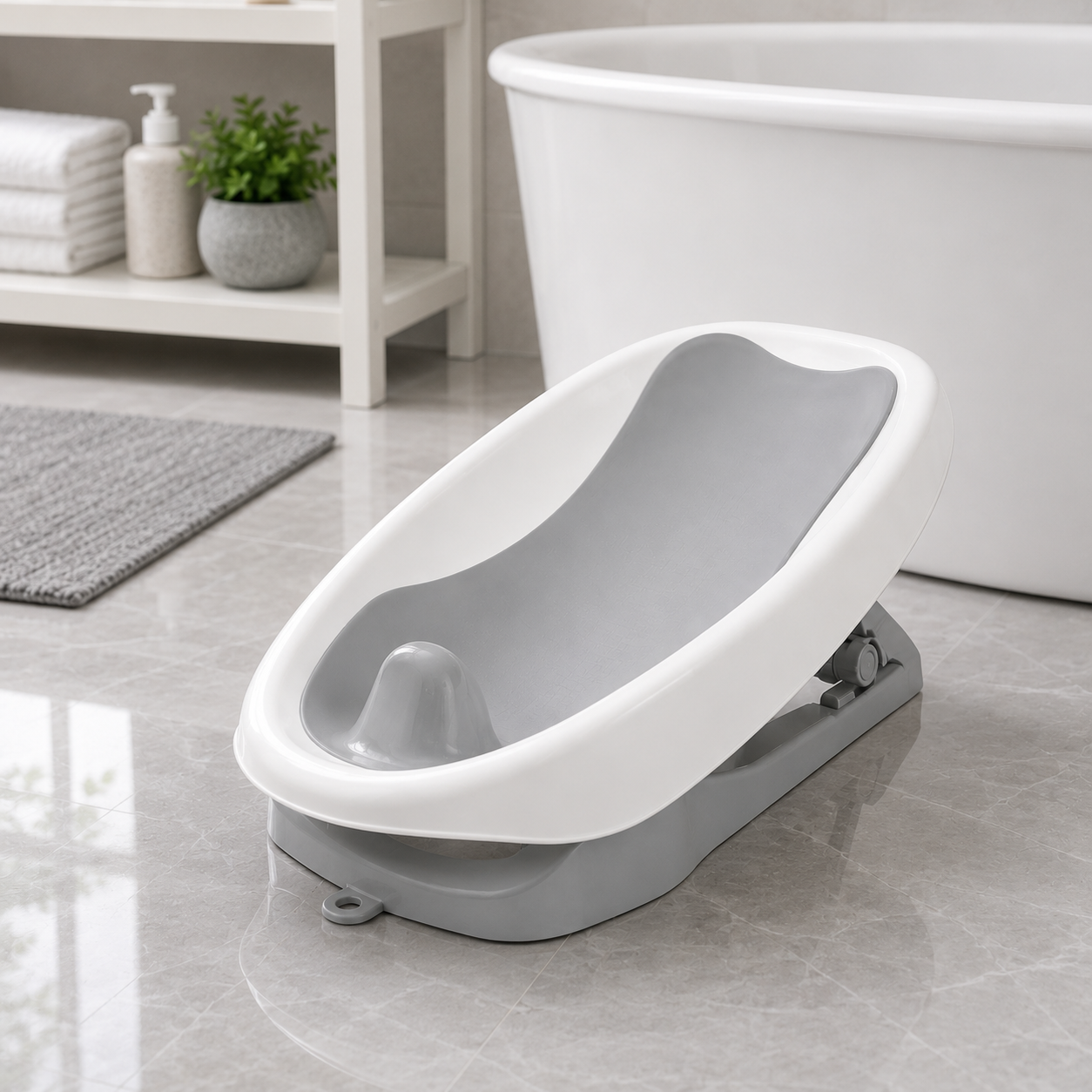 ANTI-SLIP BABY BATH TUB SUPPORT - GREY