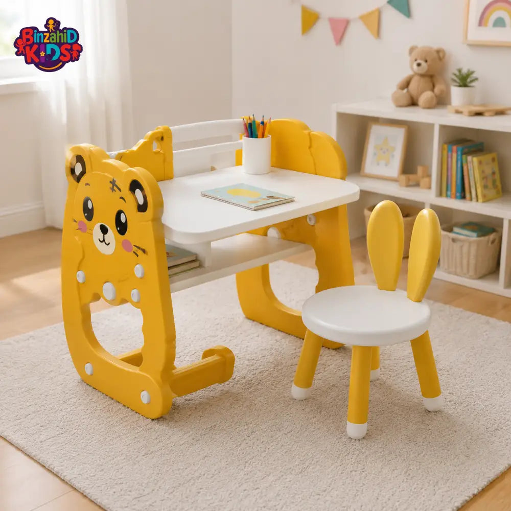 3 IN 1 KIDS STUDY TABLE AND CHAIR SET WITH ROCKING HORSE