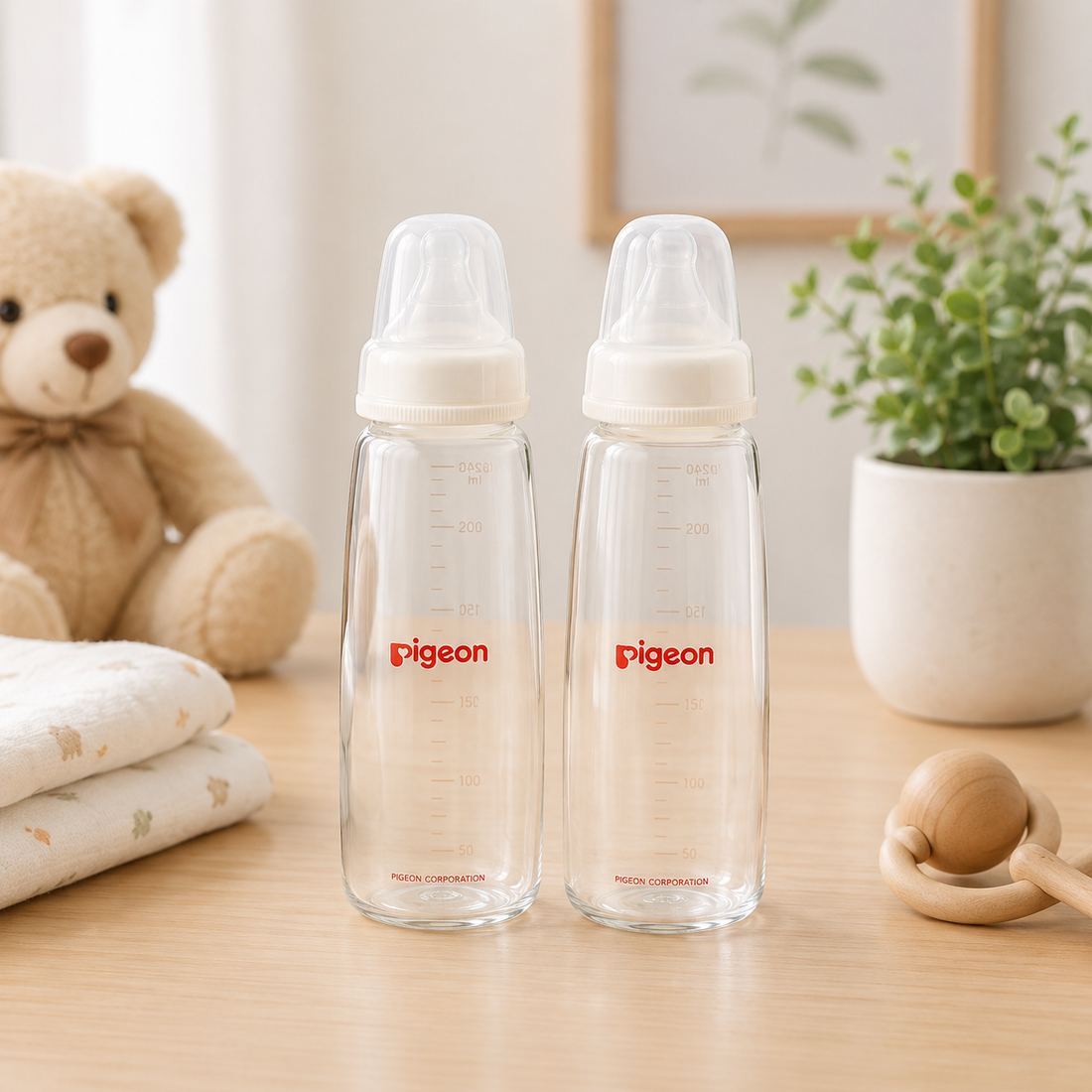 PIGEON FLEXIBLE PERISTALTIC NURSING BOTTLE – 240ML (2 PCS)