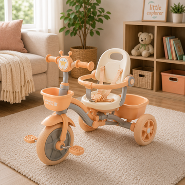 BABY BALANCE TRICYCLE WITH SILENT WHEELS - BEIGE