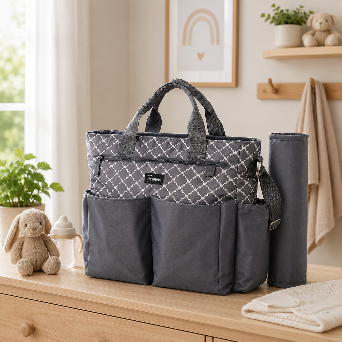 TINNIES BABY DIAPER BAG GREY