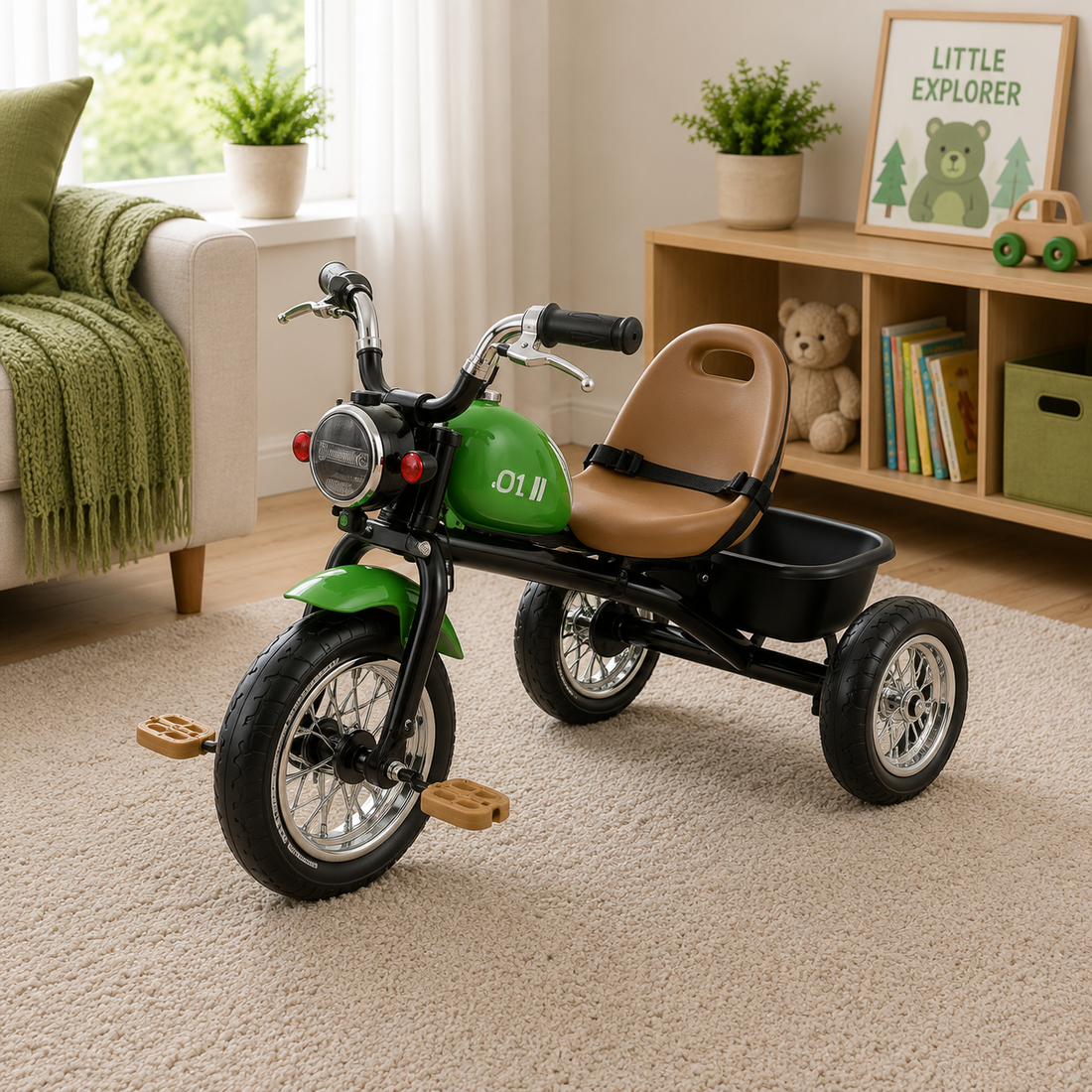 ELECTRIC STYLE KIDS TRICYCLE MOTORBIKE - GREEN