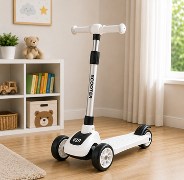 KIDS ELECTRIC STYLE FOLDABLE SCOOTER WITH LED WHEELS - WHITE
