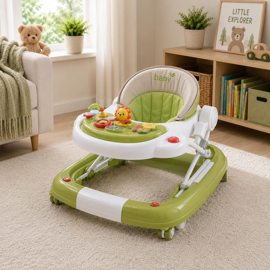 INFANTES HAPPY STEPS BABY WALKER - GREEN