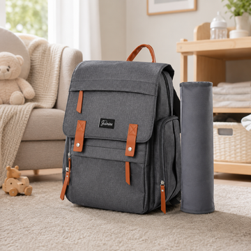 TINNIES DIAPER BAG – GREY SPACIOUS & SMART DESIGN FOR MODERN MOMS
