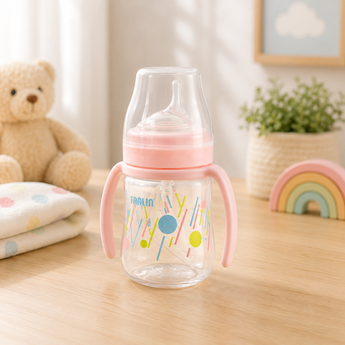 FARLIN DRINKING CUP STAGE 3-STRAW 150ML-PINK