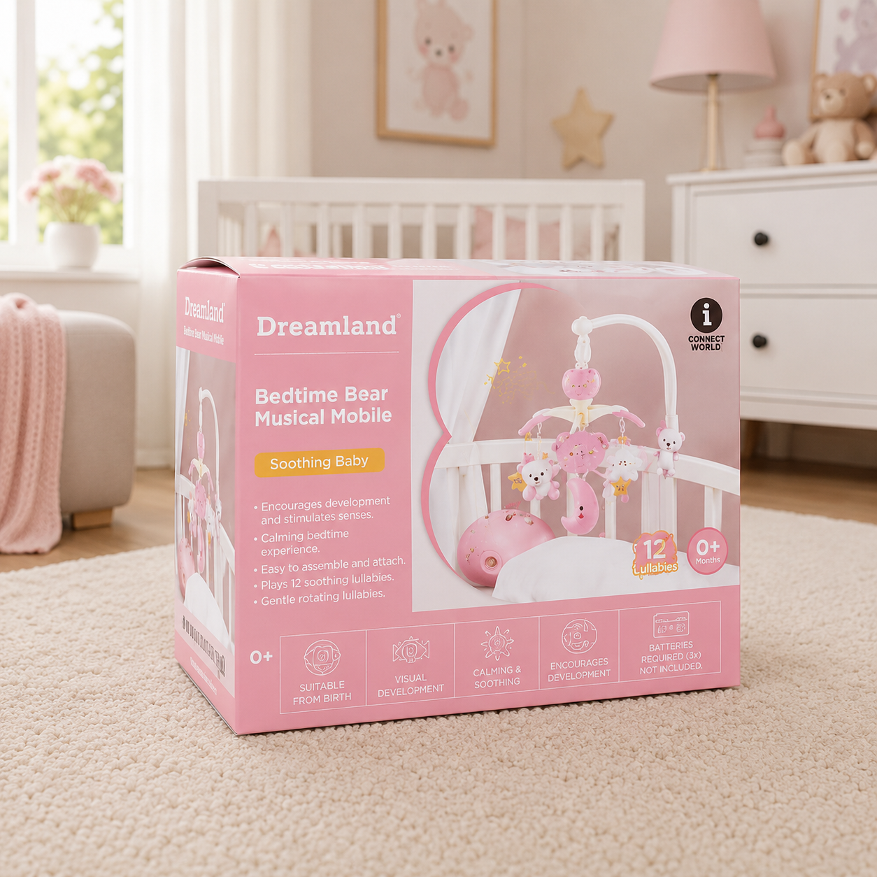 BABY MUSICAL CRIB MOBILE - PINK