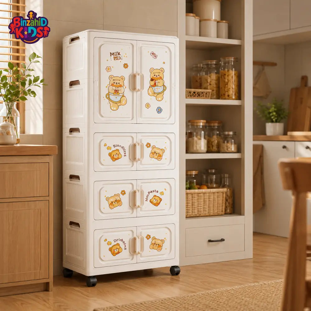 4-LAYER BABY STORAGE WARDROBE WITH DRAWERS & WHEELS - DM-1