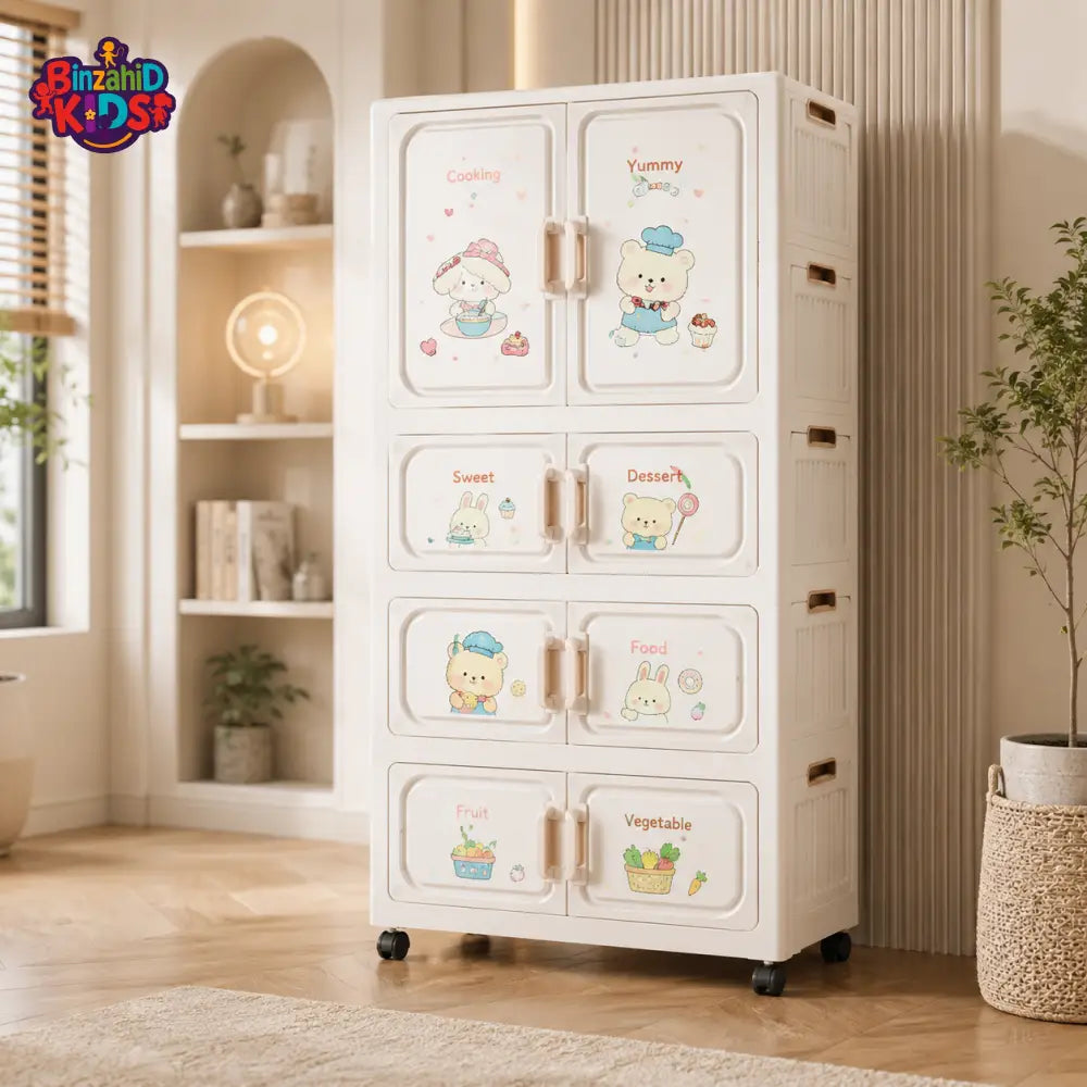 4-LAYER BABY STORAGE WARDROBE WITH DRAWERS & WHEELS - DM-2