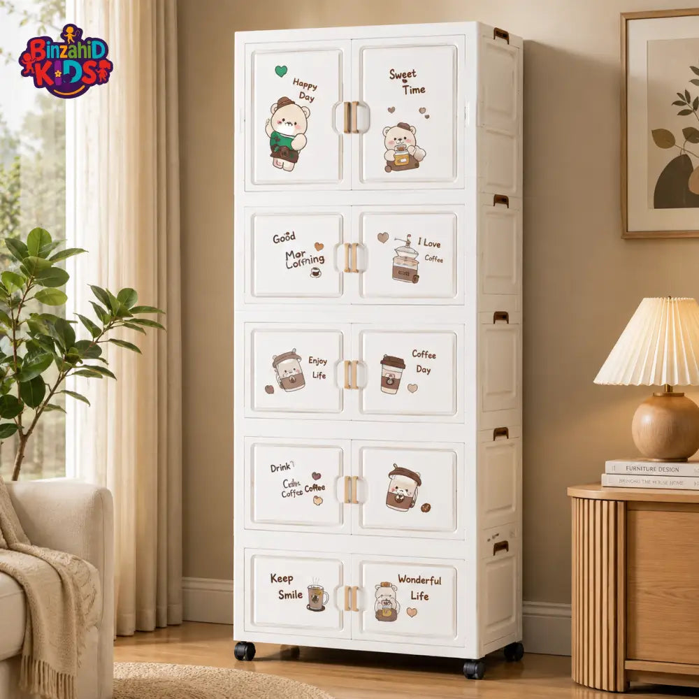 4-LAYER BABY STORAGE WARDROBE WITH DRAWERS & WHEELS - DM-5