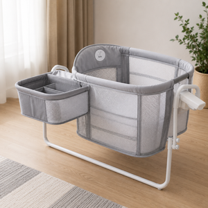 MASTELA 4 IN 1 BABY BEDSIDE SLEEPER WITH STORAGE BASKET - GREY