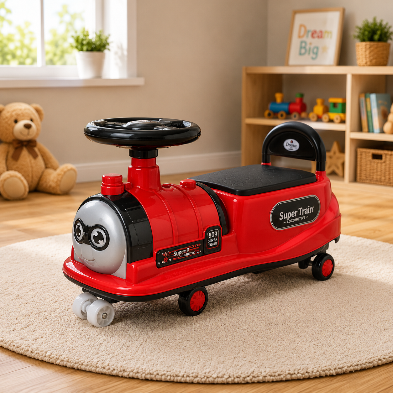 TRAIN STYLE AUTO BABY WALKER - RED