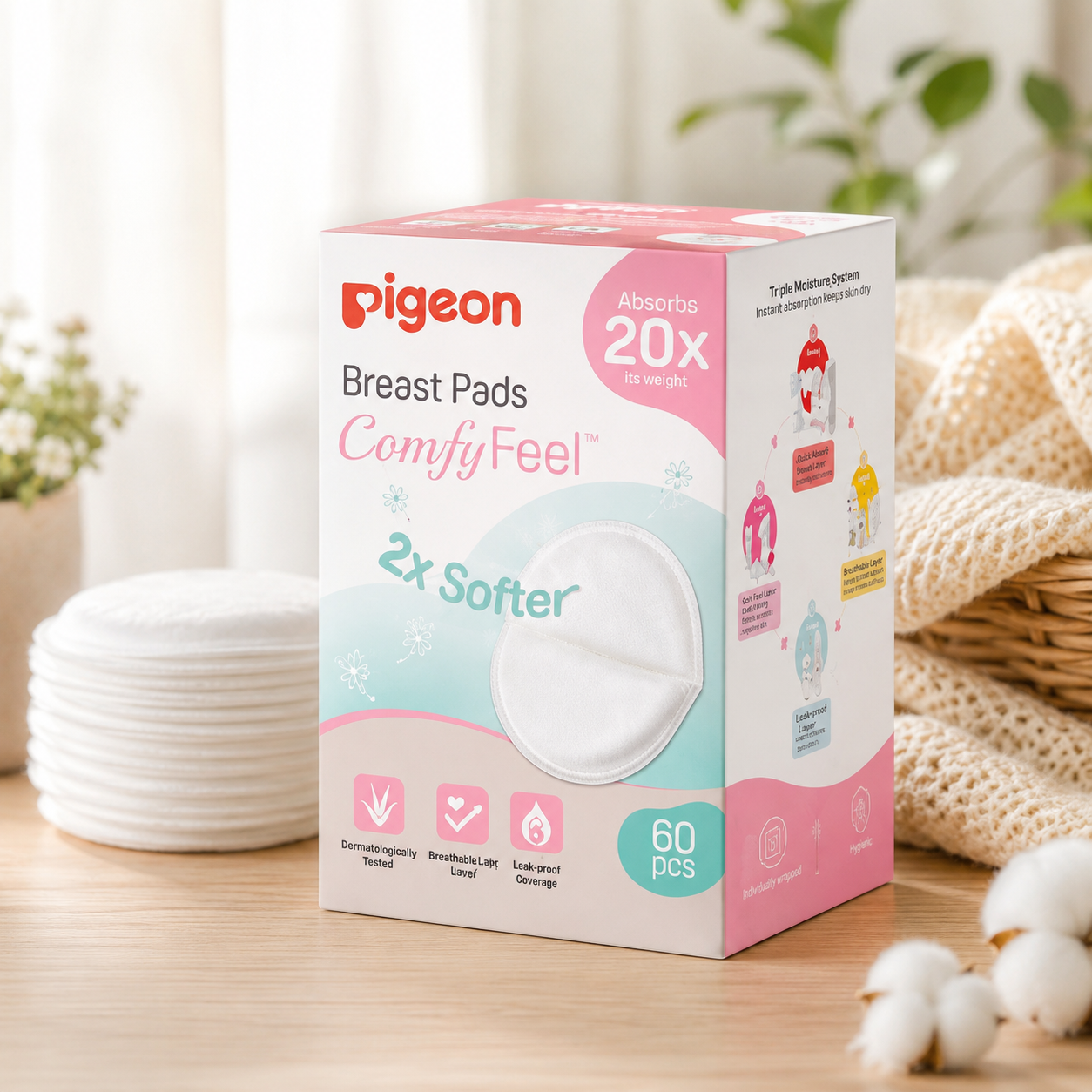 PIGEON ULTRA-SOFT ALOE VERA BREAST PADS (60 PADS)