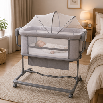 PORTABLE BABY BEDSIDE CRIB - GREY