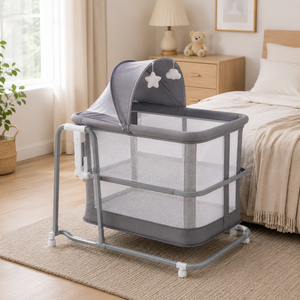 MASTELA 3-IN-1 BEDSIDE BABY BASSINET - GREY
