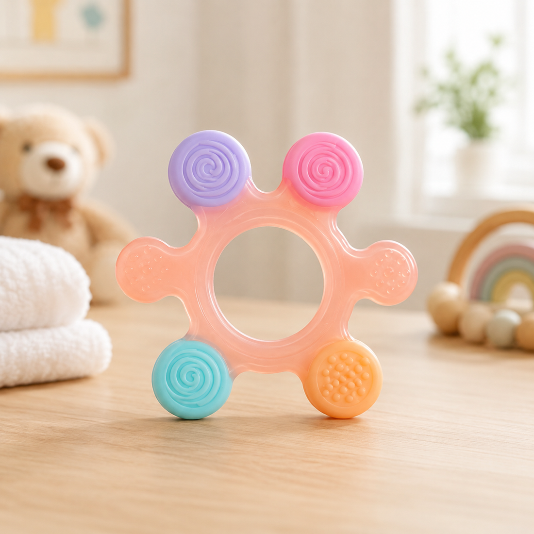 FARLIN SILICONE GUM SOOTHER - PEACH STARFISH