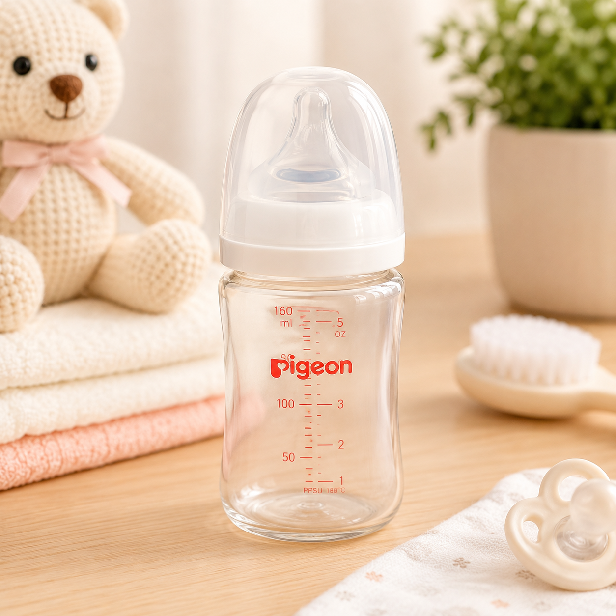 PIGEON SOFTOUCH BPP WIDE NECK NURSING BOTTLE GLASS 160ML