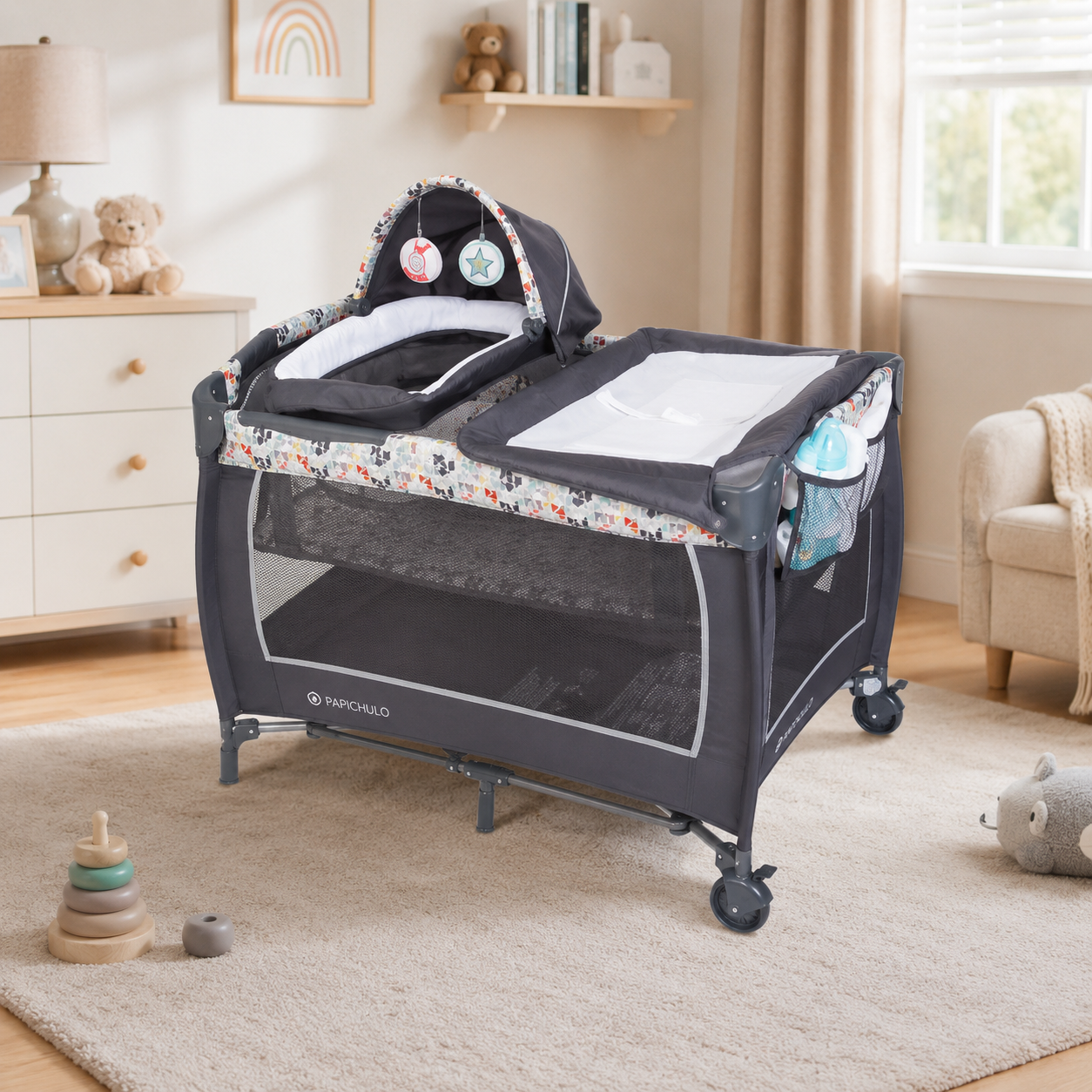 PORTABLE BABY PLAYPEN COT WITH CHANGING TABLE