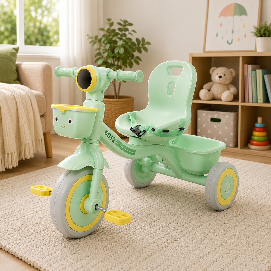 CUTE BABY PEDAL TRICYCLE WITH BACKREST - GREEN