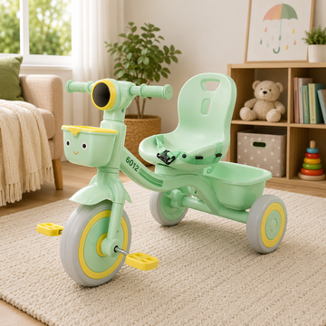 CUTE BABY PEDAL TRICYCLE WITH BACKREST - GREEN